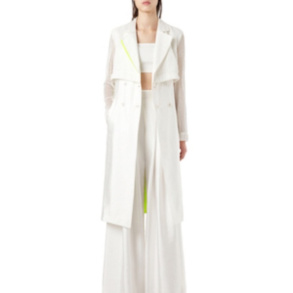 Three Floor neon green/white mesh pleated jacket.